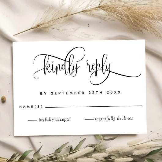 Kraft, moderne rustikale, Script Wedding RSVP Card Karte