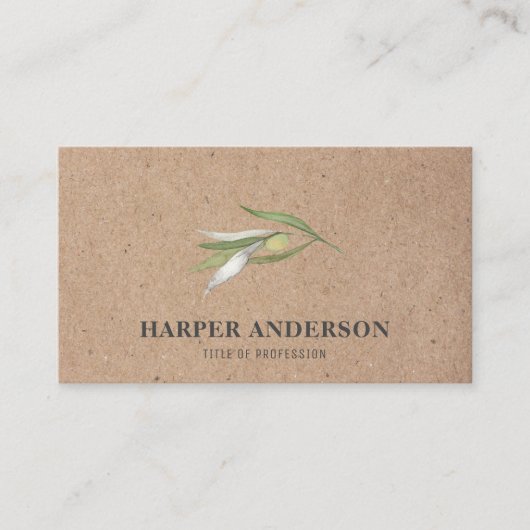 Kraft Moderner Minimaler Grüner Olivenbaum Berufli Visitenkarte (Vorderseite)