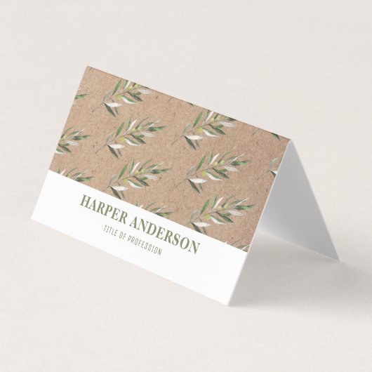 Kraft Moderner Minimaler Grüner Olivenbaum Berufli Visitenkarten (Vorderseite)