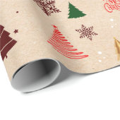 Kraft Moderner Weihnachtsbaum und Schneeflocken Ge Geschenkpapier (Rolleneckpunkt)