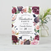 Kraft Moody & rustikale Burgundy Figuren & Blume R Einladung (Stehend Vorderseite)