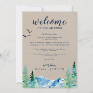 Kraft Mountain Wedding Welcome Letter & Itinerary