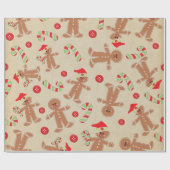 Kraft Niedlich Gingerbread Man Candy Cane Weihnach Geschenkpapier (Flach)