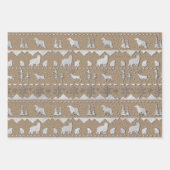 Kraft Nordic Sweater Winter Animals angehoben Silb Geschenkpapier Set (Vorderseite)