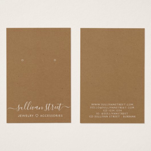 Kraft Ohrringe Schmuckanzeigekarte (Vorne & Hinten)