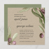 KRAFT OLIVE WASSERFARBE LILA VERLOBUNG EINLADEN DANKESKARTE (Vorne/Hinten)