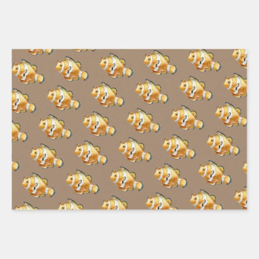 Kraft Paper Aquarellmeerschildkröte & Fische Geschenkpapier Set (Vorderseite 3)