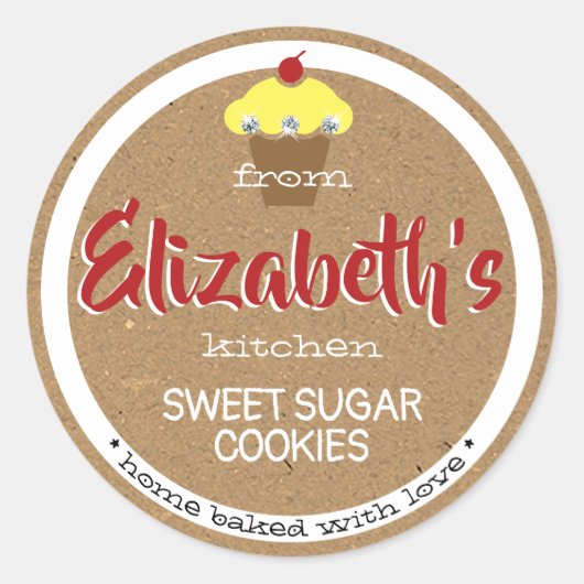 Kraft Paper Brown Sweet Cupcake Backen Labels Runder Aufkleber (Vorderseite)
