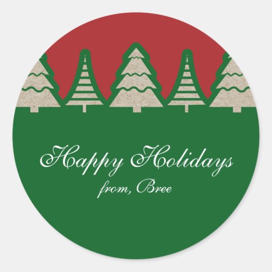 Kraft Paper Christmas Tree Rustic Holiday Stickers (Vorderseite)