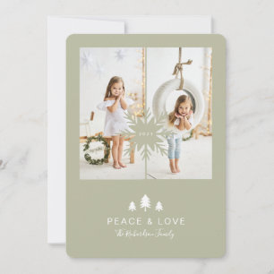 Kraft Paper Christmas Tree & Snowflake 2 Foto Feiertagskarte