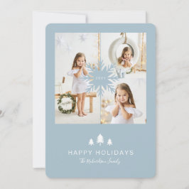 Kraft Paper Christmas Tree & Snowflake 3 Foto Feiertagskarte