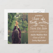 Kraft Paper Class of 2016 | Save the Date Foto Ankündigungspostkarte (Vorne/Hinten)