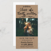 Kraft Paper Class of 2016 Typografy Save the Date (Vorne/Hinten)
