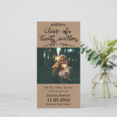 Kraft Paper Class of 2016 Typografy Save the Date (Stehend Vorderseite)
