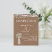 Kraft Paper Couple Dusche rustikale Einladung (Stehend Vorderseite)