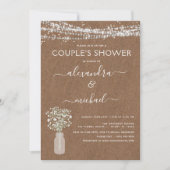 Kraft Paper Couple's Dusche Rustikale Bauernhof Einladung (Vorderseite)