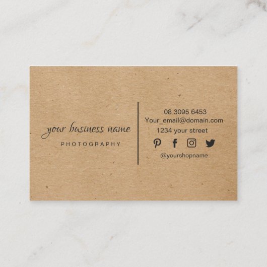 Kraft Paper Custom Logo Vielen Dank Business Card. Visitenkarte (Rückseite)