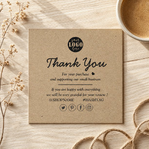 Kraft Paper Custom Logo Vielen Dank für Ihr Geschä Quadratische Visitenkarte