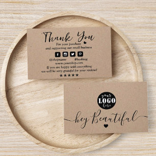 Kraft Paper Custom Logo Vielen Dank Visitenkarte