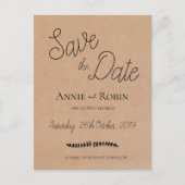 Kraft Paper Custom Script Wedding Save the Date Postkarte (Vorderseite)