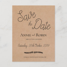 Kraft Paper Custom Script Wedding Save the Date Postkarte