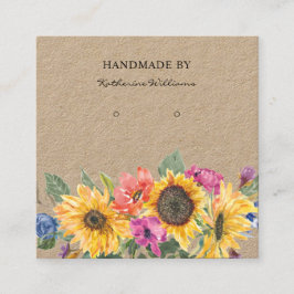 Kraft Paper Earring Display | Sonnenblumen Quadratische Visitenkarte
