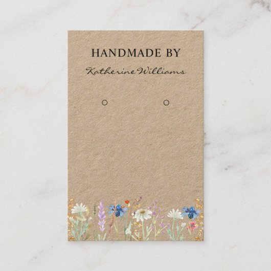 Kraft Paper Earring Display | Wildblume Floral Visitenkarte (Vorderseite)