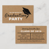 Kraft Paper Effect, Graduation Party Ticket laden Begleitkarte (Vorne/Hinten)