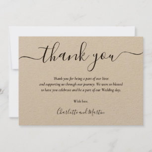 Kraft Paper Elegant Modernes Skript Dankeskarte