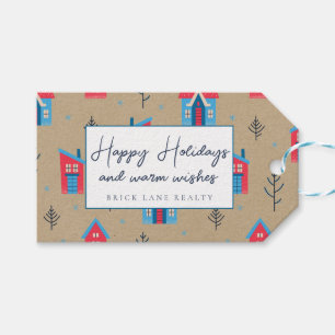 Kraft Paper Festive Happy Holidays Realty Geschenkanhänger