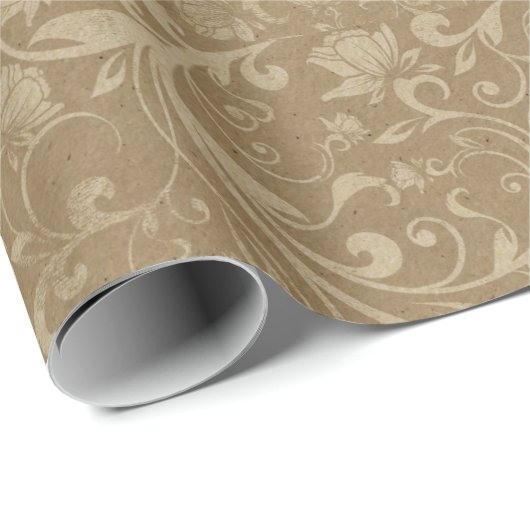 Kraft Paper Floral Leaves Gift Wrapping Paper Geschenkpapier (Rolleneckpunkt)
