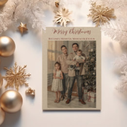 Kraft Paper Frohe Weihnachtsfamilie Foto Feiertagskarte