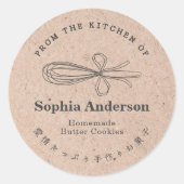 Kraft Paper From the Kitchen of Whisk Baked Goods Runder Aufkleber (Vorderseite)