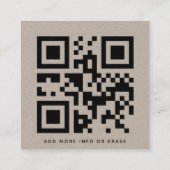 Kraft Paper Geometric QR Code & Logo Earthy Unique Quadratische Visitenkarte (Rückseite)