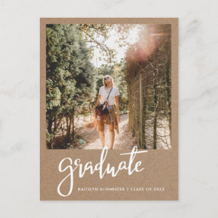 Kraft Paper Graduation Party Save the Date Foto Postkarte