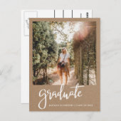 Kraft Paper Graduation Party Save the Date Foto Postkarte (Vorne/Hinten)