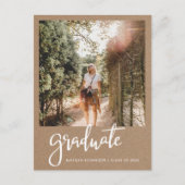 Kraft Paper Graduation Party Save the Date Foto Postkarte (Vorderseite)