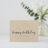 Kraft Paper Happy Birthday Realty Postkarte (Stehend Vorderseite)