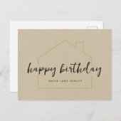 Kraft Paper Happy Birthday Realty Postkarte (Vorne/Hinten)