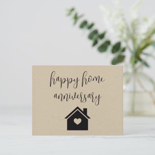 Kraft Paper Happy Zuhause Anniversary Realty Karte (Stehend Vorderseite)