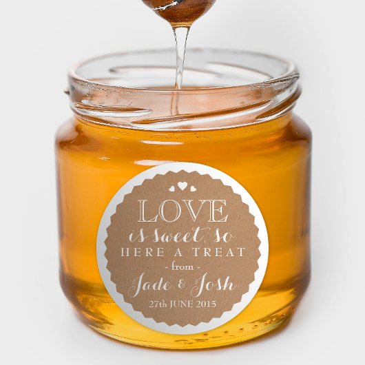 Kraft Paper Hearts Gastgeschenk Hochzeit Jar Round Runder Aufkleber