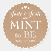 Kraft Paper Hearts Wedding Mint Fevor Round Runder Aufkleber (Vorderseite)