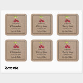 Kraft Paper Homemade Cherry Jam Square Label Quadratischer Aufkleber (Blatt)