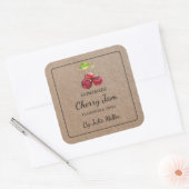 Kraft Paper Homemade Cherry Jam Square Label Quadratischer Aufkleber (Umschlag)
