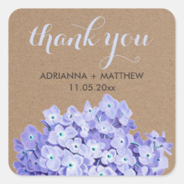 Kraft Paper Hydrangeas floral Vielen Dank für Ihre Quadratischer Aufkleber