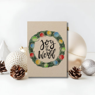 Kraft Paper Joy to the World Kreath Feiertagskarte
