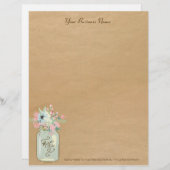 Kraft Paper Look Rustikale Mason Jar Moderne Flora Briefkopf (Vorne/Hinten)