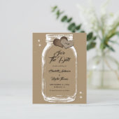 Kraft Paper Mason Jar Wedding speichern das Datum Ankündigungspostkarte (Stehend Vorderseite)