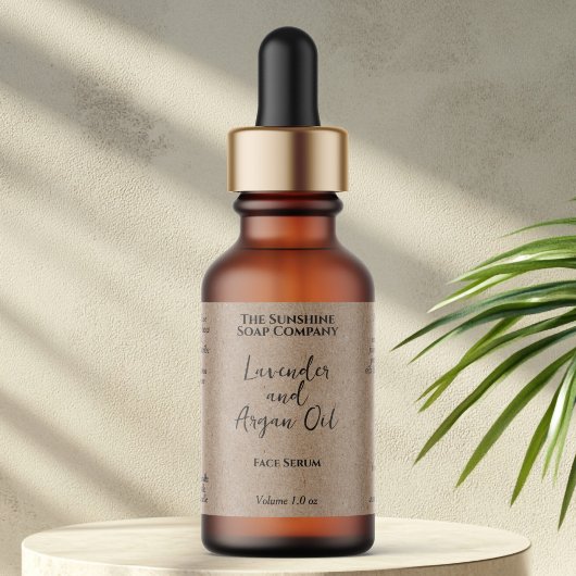 Kraft Paper Minimalist Cosmetics Dropper Bottle  Adressaufkleber