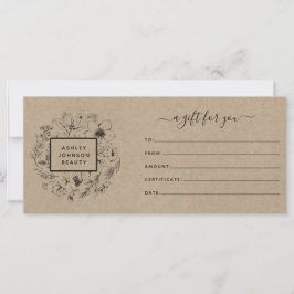 Kraft Paper Modern Botanic Gift Certificate